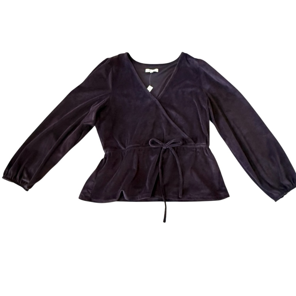 Madewell Corduroy Fuji Wrap Front Tie Top Size-XL Brown Raisin Stretch NEW /TAGS
